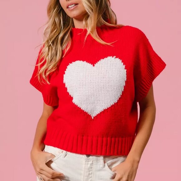 BiBi Rib Banded Heart Pattern Valentines Sweater - Picture 16 of 16
